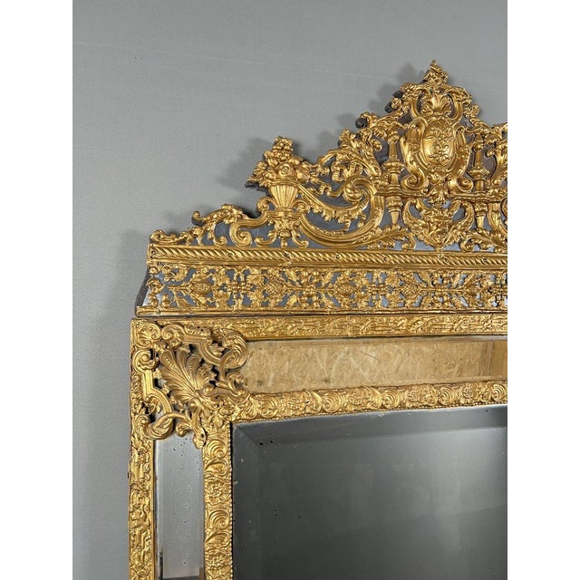Metal Large Antique 19th Century Mirror in Gilt Metal For Sale - Image 7 of 13