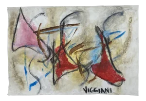 Late 20th Century Charcoal Abstract Drawing Signed Viggiani