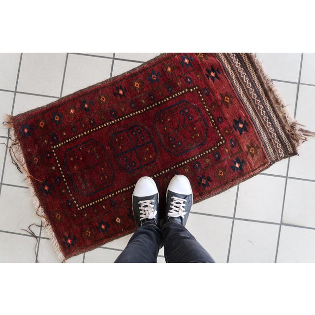 Islamic 1950s, Handmade Vintage Afghan Baluch Rug 2' X 3.5' For Sale - Image 3 of 13