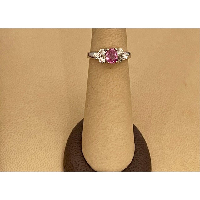 0.75 Ct Natural Pink Sapphire & 0.50 Ct Diamond Ring in 18 Karat White Gold For Sale - Image 10 of 18