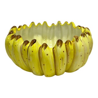 80s Post Modern Fitz and Floyd Large Ceramic Banana Fruit Bowl For Sale