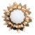 Vintage 1960s Signed Napier Goldtone White Rhinestone Cabochon Flower Brooch For Sale