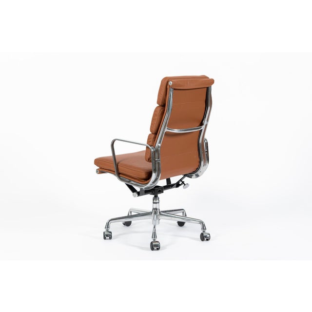 Early 21st Century Herman Miller Eames Tall Medium Brown Leather Desk Chair Soft Pad For Sale - Image 5 of 12