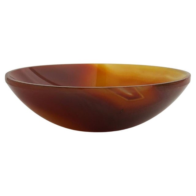 Mid-Century Modern Hand-Carved Carnelian Crystal Bowl, Brazil, 1970s For Sale - Image 10 of 10