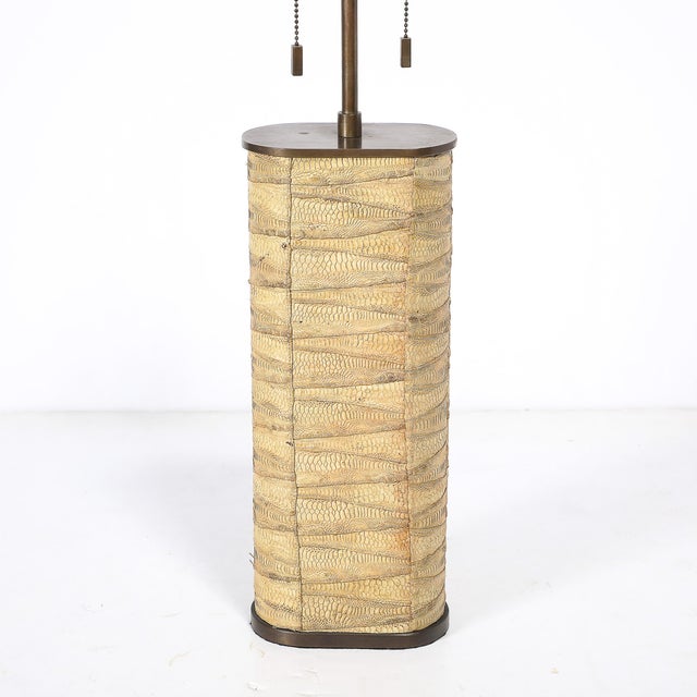 Karl Springer Pair of Mid-Century Tessellated Lizard & Bronze Table Lamps by Karl Springer For Sale - Image 4 of 15