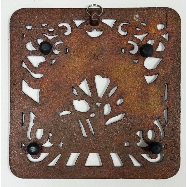 Vintage Copper Tea Kettle Motif Trivet For Sale - Image 4 of 4