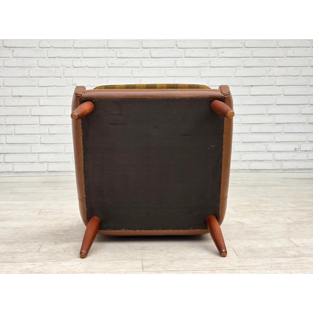 Danish Leatherette Armchair with Teak Legs, 1970s For Sale - Image 17 of 18