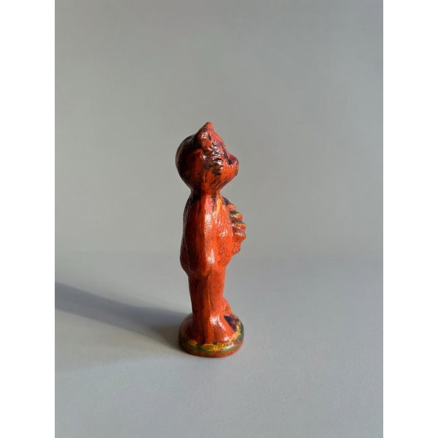 American Exclusive Artisan Chalkware Pennsylvania Redware Style Standing Bear With Tree Figurine by Felt So Devine For Sale - Image 3 of 6