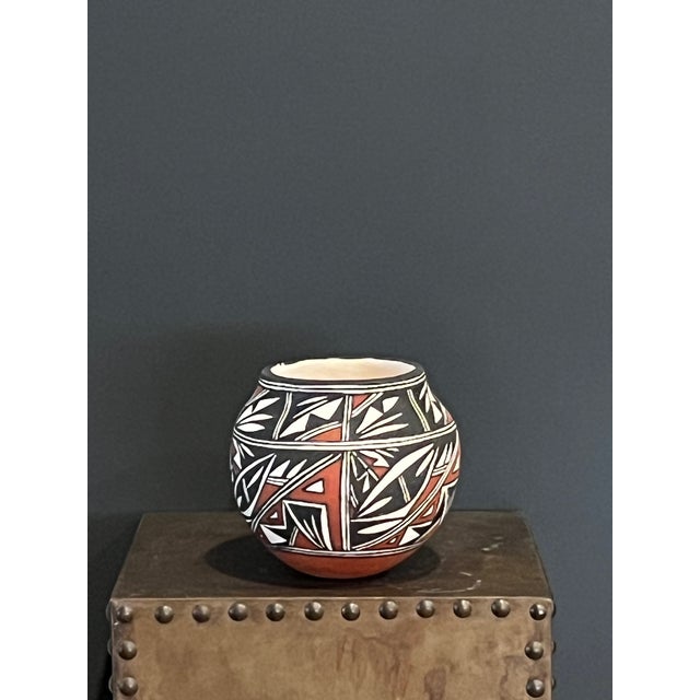 Printmaking Materials Late 20th Century Acoma Pueblo Polychrome Pottery Seed Jar by C. Estevan - New Mexico - 5"x5" For Sale - Image 7 of 10