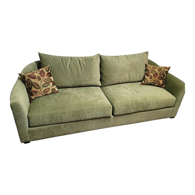 1980s Directional Sofa in Green Velvet Modern For Sale