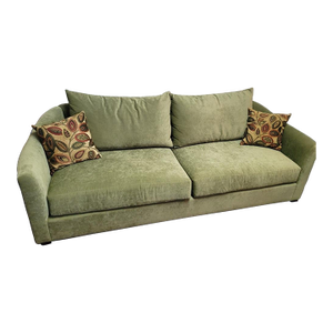 1980s Directional Sofa in Green Velvet Modern