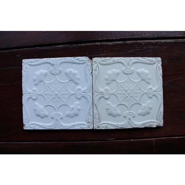 Antique White 19th/20th Century Portuguese Tin-Glazed Pottery Tiles - Set of 2 For Sale - Image 8 of 8