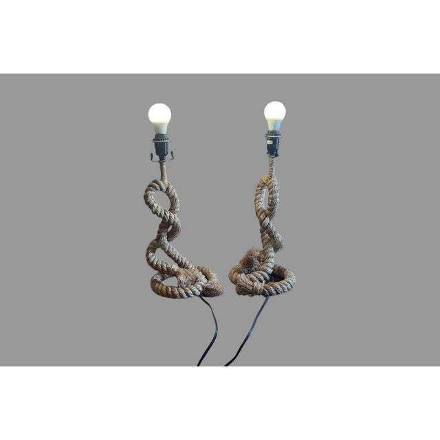 Vintage Nautical Style Rope Table Lamps - Pair For Sale - Image 4 of 7