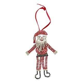 Vintage Crystal or Glass Santa Clause Christmas Ornament For Sale