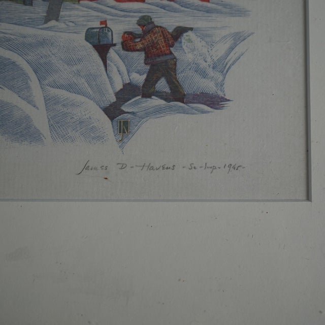 Mid 20th Century James Haven Print “Three Cedars” Winter Farm Scene Signed & Numbered C1945 For Sale - Image 5 of 10