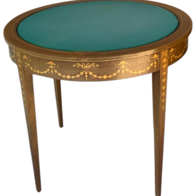 Antique Rare English Sheraton Revival Mahogany & Marquetry Circular Pivoting-Center Games Table 19th Century For Sale - Image 12 of 12