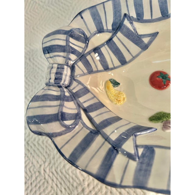 1990s 1994 Fitz and Floyd “Petits Vegs” Blue and White Celery Serving Dish For Sale - Image 5 of 9
