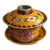 Vintage Chinese Yellow Cloisonné Enamel Floral "Three-Piece" Tea Bowl Set For Sale