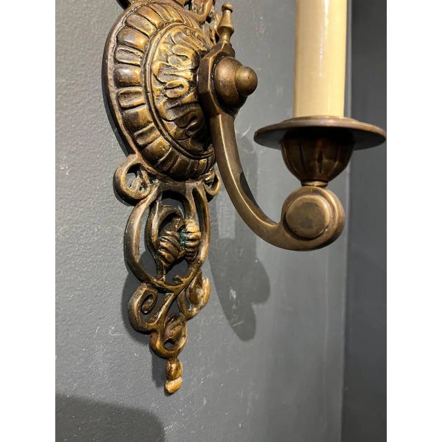 1920’s Brown Patina Single Light Sconces For Sale - Image 4 of 6