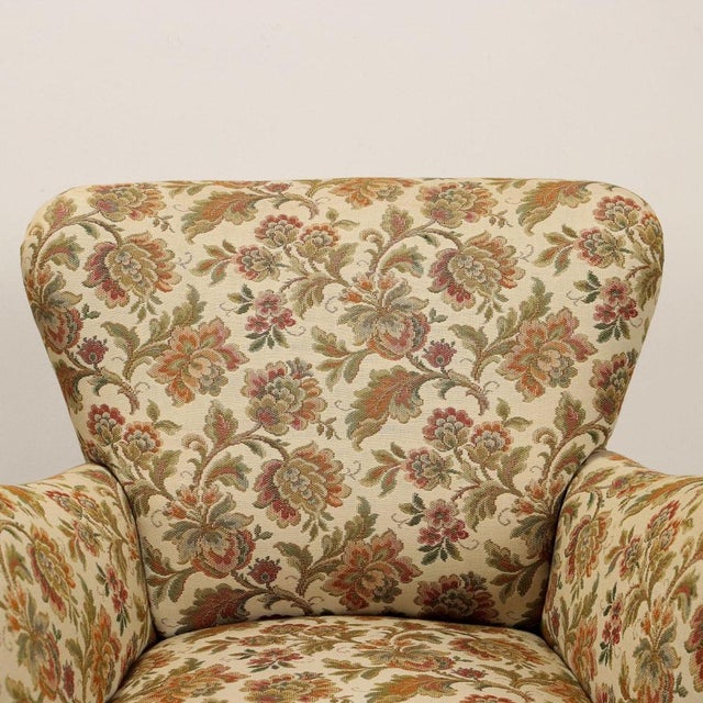 Vintage Armchairs in Jacquard Fabric and Wood, Italy, 1950s, Set of 2 For Sale - Image 4 of 10