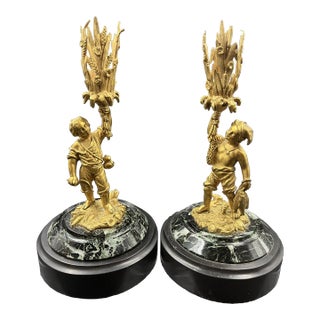 Fabulous Pair of French Gilt Bronze Figurative Candelabras/Candleholders For Sale