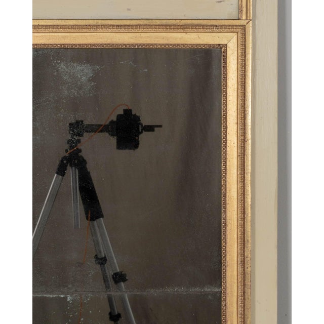 Gold Louis XVI Style Trumeau Mirror, Painted Pine Frame, Gilded Trim, 1900s For Sale - Image 8 of 12