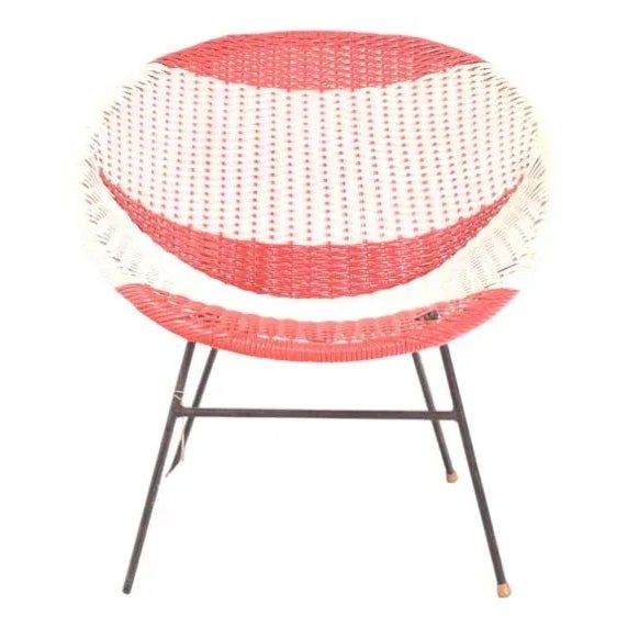 Mid-Century Woven Wicker & Plastic Bucket Chair, 1950s For Sale - Image 6 of 6