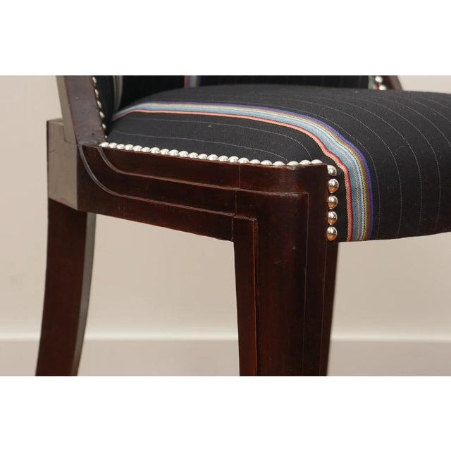 Black 1930s Set of Six French Walnut Art Deco Dining chairs For Sale - Image 8 of 10
