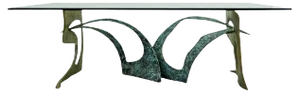 Swiss Brutalist Glass Top Coffee Table, 1980s