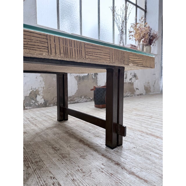 Ceramic Coffee Table with Carved Stone, 1950s For Sale - Image 14 of 18