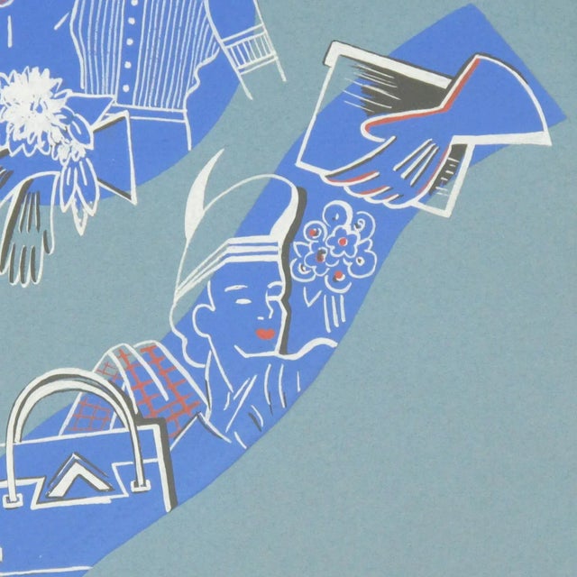 French Art Deco Original Gouache Illustration Drawing by Raymonde Hacker For Sale - Image 9 of 13