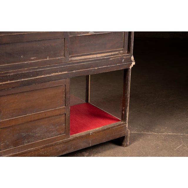 Brown Antique Painted Two-Tier General Store Display Case For Sale - Image 8 of 11