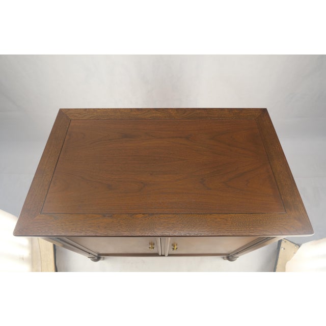 White Furniture Turned Legs Two Doors Fitted Drawers Diamond Inlay Brass Hardware Bachelor Chest For Sale - Image 4 of 15