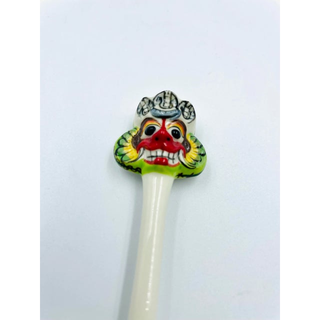 Asian Vintage Hand-Painted Sri Lankan Mask Spoons- Set of 6 For Sale - Image 3 of 11