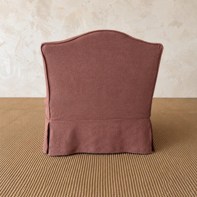 Traditional Kosa Armless Chair Slip Covered in 100% Pure Belgian Linen- Terracotta For Sale - Image 3 of 5