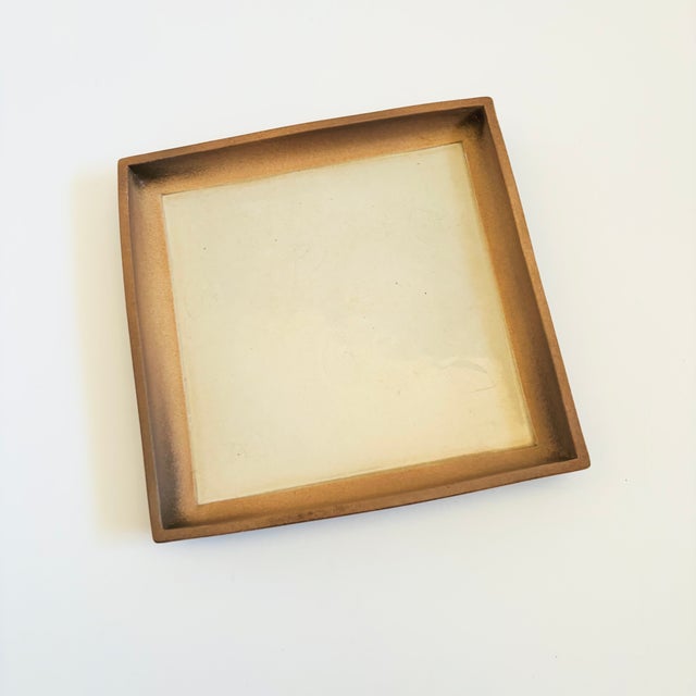 A vintage hand made pottery plate by Japanese ceramicist, Kazuo Takiguchi (born 1953). Carefully formed from a thick slab...