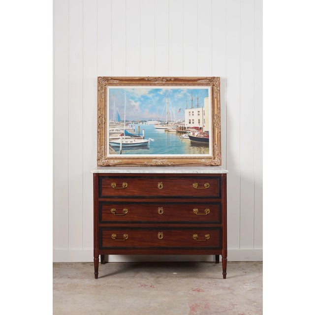 Signed Oil on Board by Kenneth Raymond Denton (British; 1932–2024) | 'The Harbour at Newport, RI'