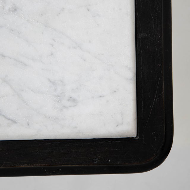 1900s French Black Patinated Side Table With Marble Top For Sale - Image 14 of 18