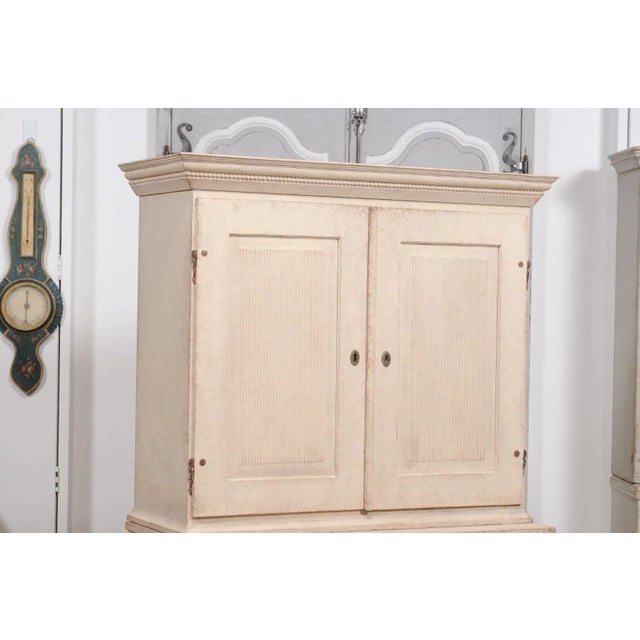 1834 Swedish Two-part Painted Cabinet with Doors and Graduated Drawers For Sale In Atlanta - Image 6 of 12