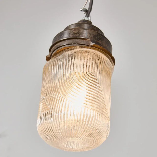 Striped Mottled Cylinder Pendant Lamp, 1950s For Sale - Image 6 of 15