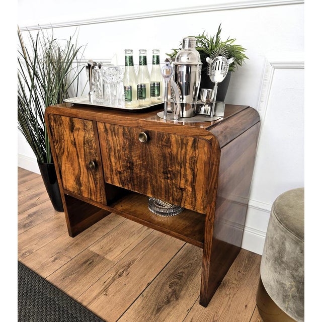 Vintage Italian Art Deco Walnut and Mosaic Cocktail Cabinet, 1940s For Sale - Image 6 of 12