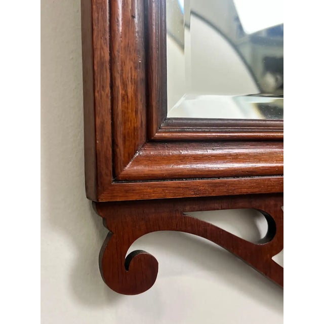 Wood Baker Georgian Chippendale Carved Mahogany Wall Mantel Mirror Fretwork Crest For Sale - Image 7 of 11