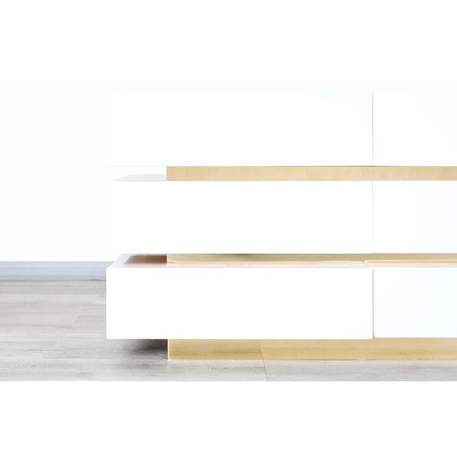 Vintage Lacquered and Brass Modernist Dresser, 1980s For Sale - Image 9 of 11