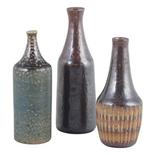 Small Vintage Ceramic Vases from Wallåkra Ceramics, Set of 3 For Sale