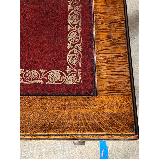 19th Century Red Leather Top Writing Table W Drawers | Chairish