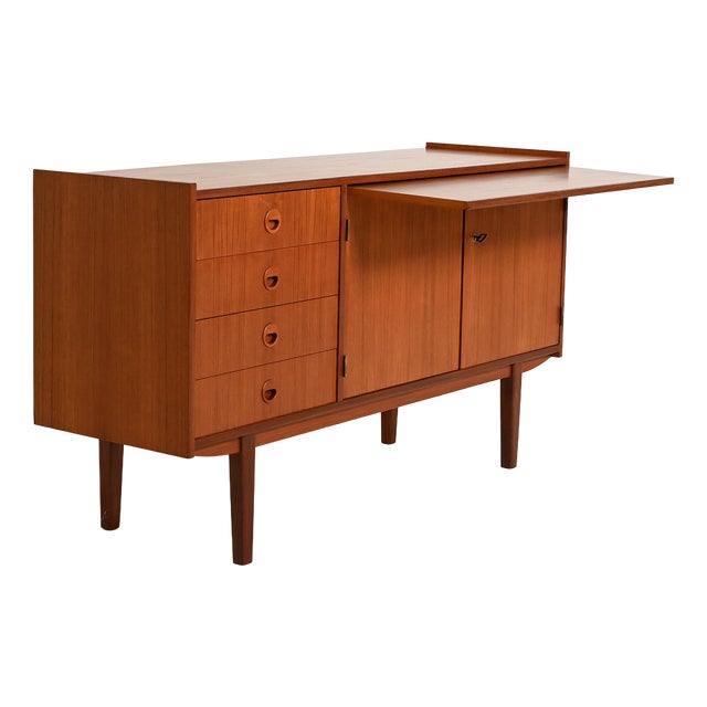 Scandinavian Teak Sideboard with Pull-Out Top, 1960s For Sale