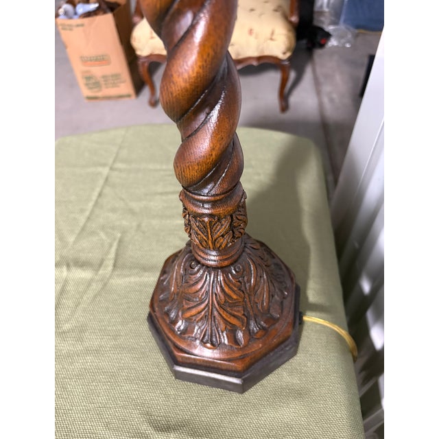 Barley Twist Wood Lamp, 20th Century For Sale In Savannah - Image 6 of 6