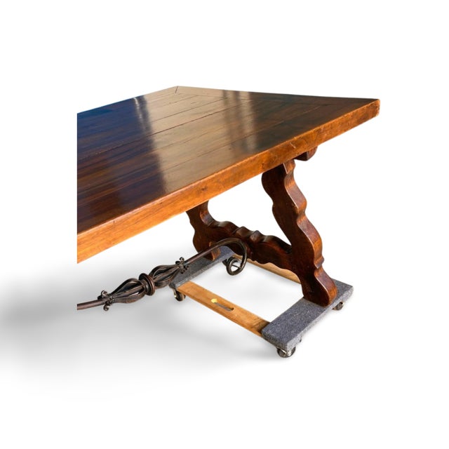 19th Century Spanish Trestle Dining Farm Table For Sale - Image 11 of 15