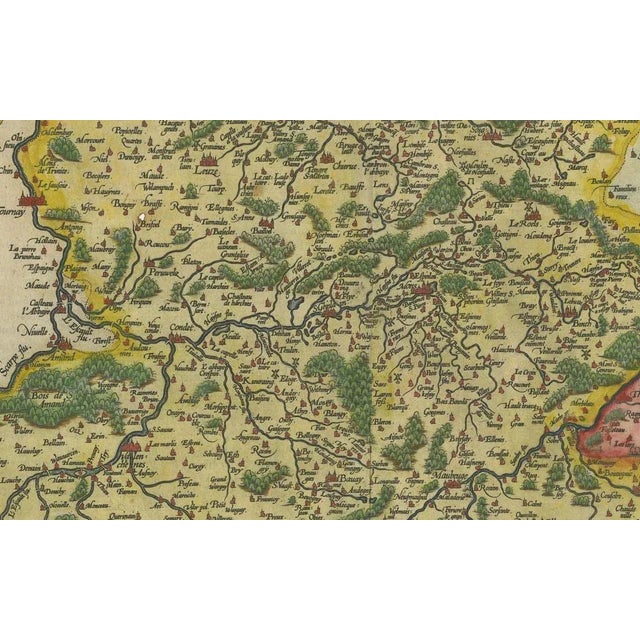 Hand-Colored French-Belgian Border Map, 1590 For Sale - Image 3 of 10