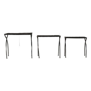 Vintage Tempestini for Salterini Style Mesh Metal Nesting Tables Set of 3, Circa Mid-Century For Sale